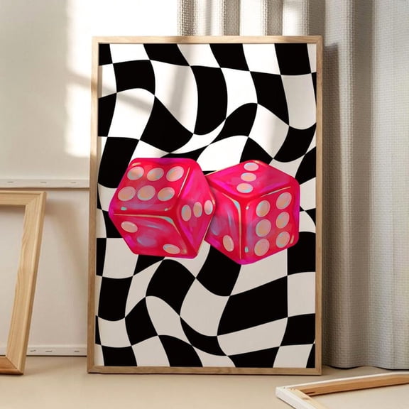 Black And White Checkered Dice Modern Art Trendy Wall Art Apartment Aesthetic Decor Retro Home Decor Printed Gift