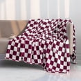 thumbnail image 1 of Black And White Checkered Flannel Blanket - Soft Cozy Throw for Bed & Sofa Decor, Polyester, 39x27 Inch, 1 of 6