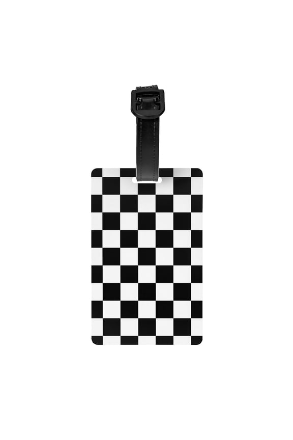 Black And White Checkered Luggage Tag Name Id Card Suitcase Labels Identifiers Pvc Baggage Tags