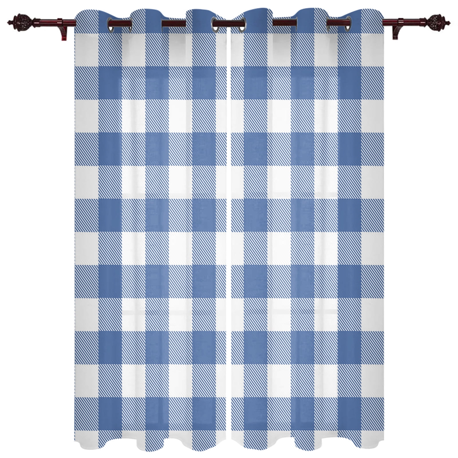 Black And White Checkered Simple Plaid Window Curtains for Living Room ...