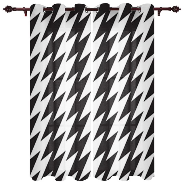 Black And White Checkered Simple Plaid Window Curtains for Living Room