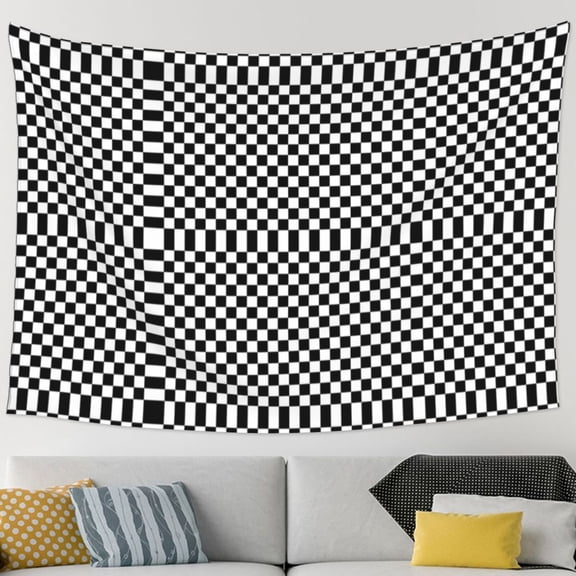 Black And White Checkered Tapestry Wall Hanging Tapestry For Bedroom Living Room Dorm (60 * 90 Inches)