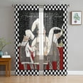 Black And White Chefs Kitchen Food Retro Chiffon Sheer Curtains for