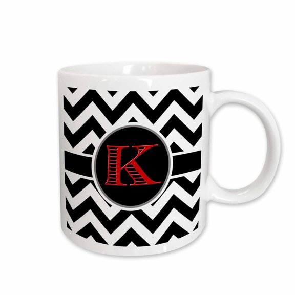 Black And White Chevron Monogram Red Initial K 11oz Two-Tone Mug