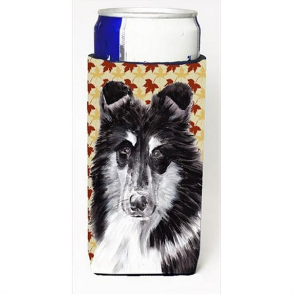 Black And White Collie Fall Leaves Michelob Ultra bottle sleeves Slim Cans 12 Oz.