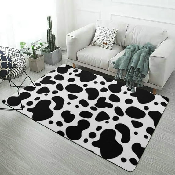 Black And White Cow Pattern Area Rugs Carpet Suitable for Living Room Kitchen Bedroom Laundry Room Home Decorations