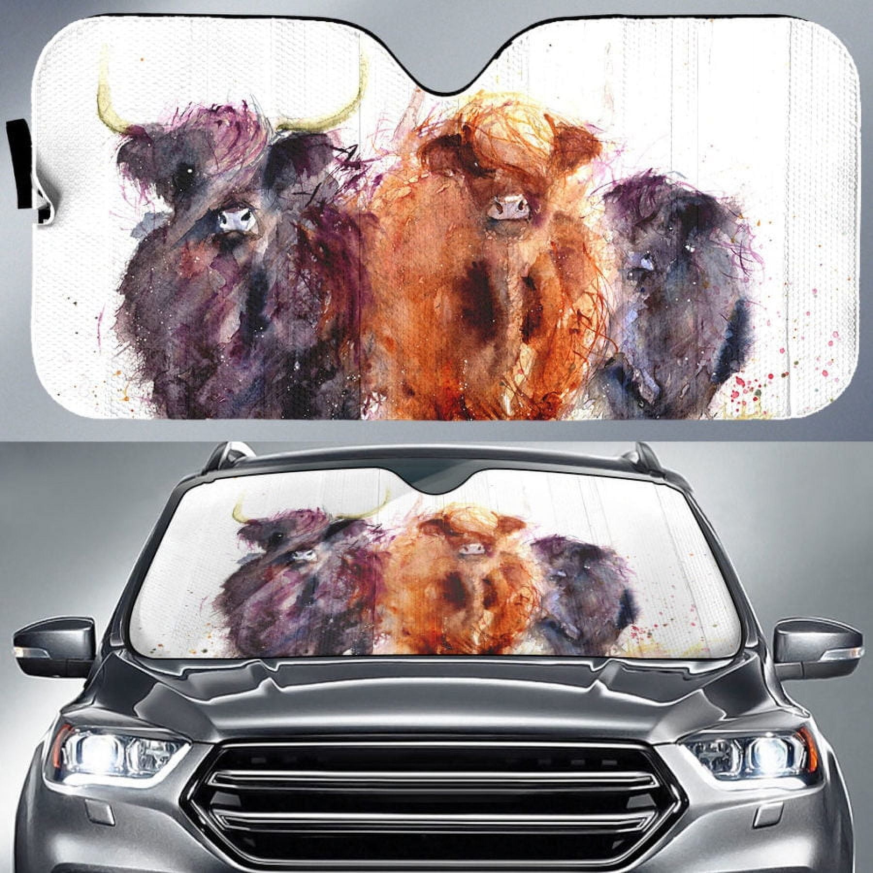Black And White Cow Print Car Sun Shade