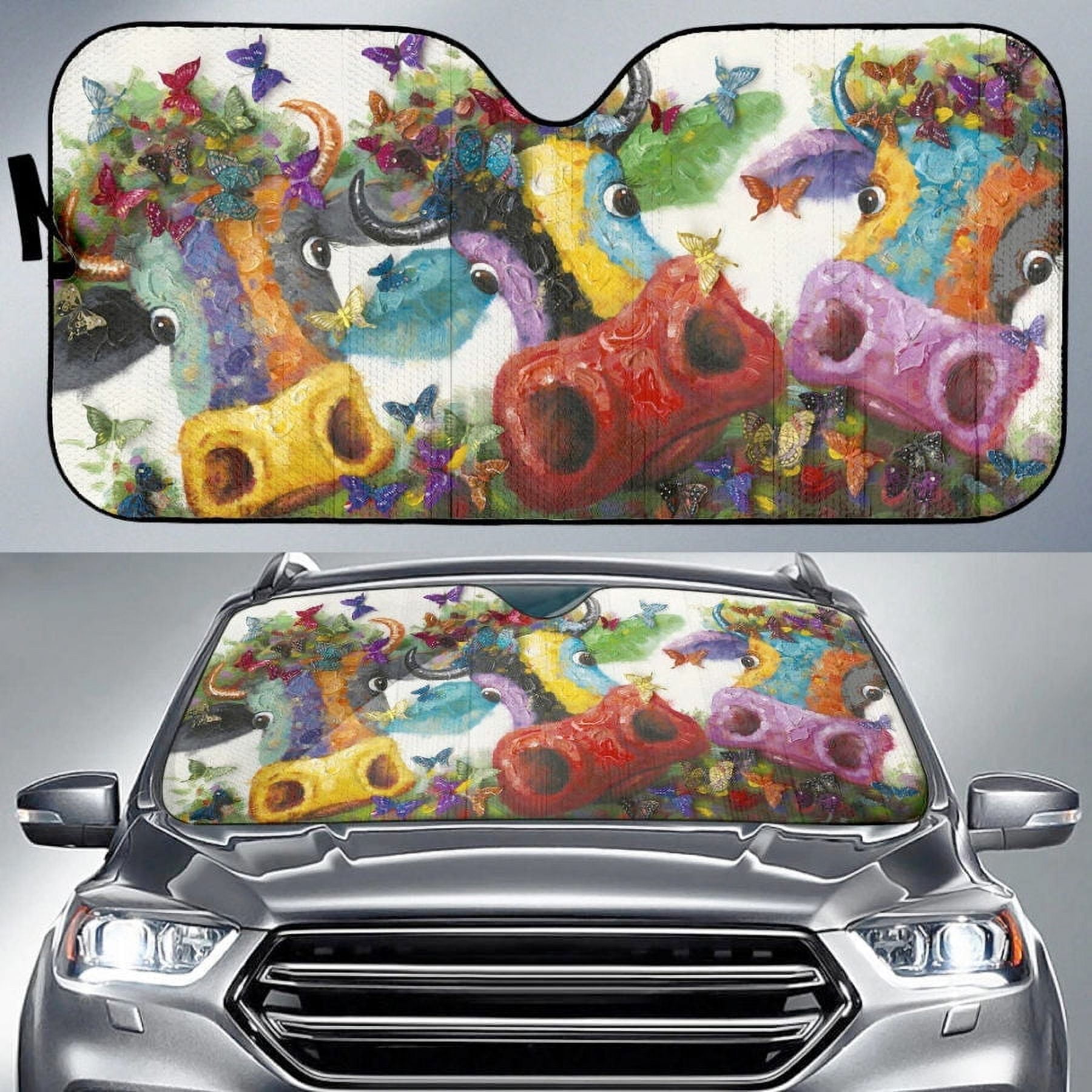 Black And White Cow Print Car Sun Shade