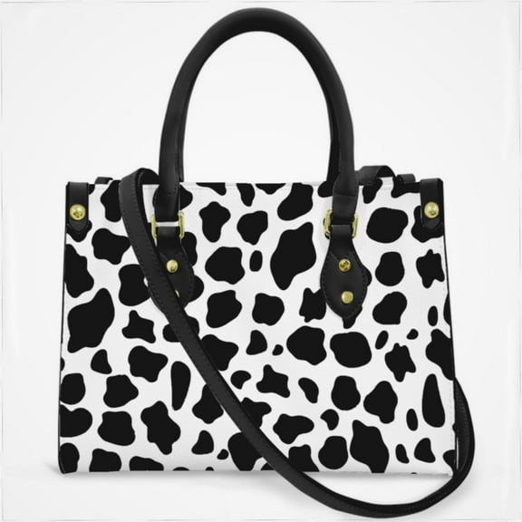 Black And White Cow Print Cross Body Bags For Women Small Leather Female Handbags Fashion Top-Handle Totes