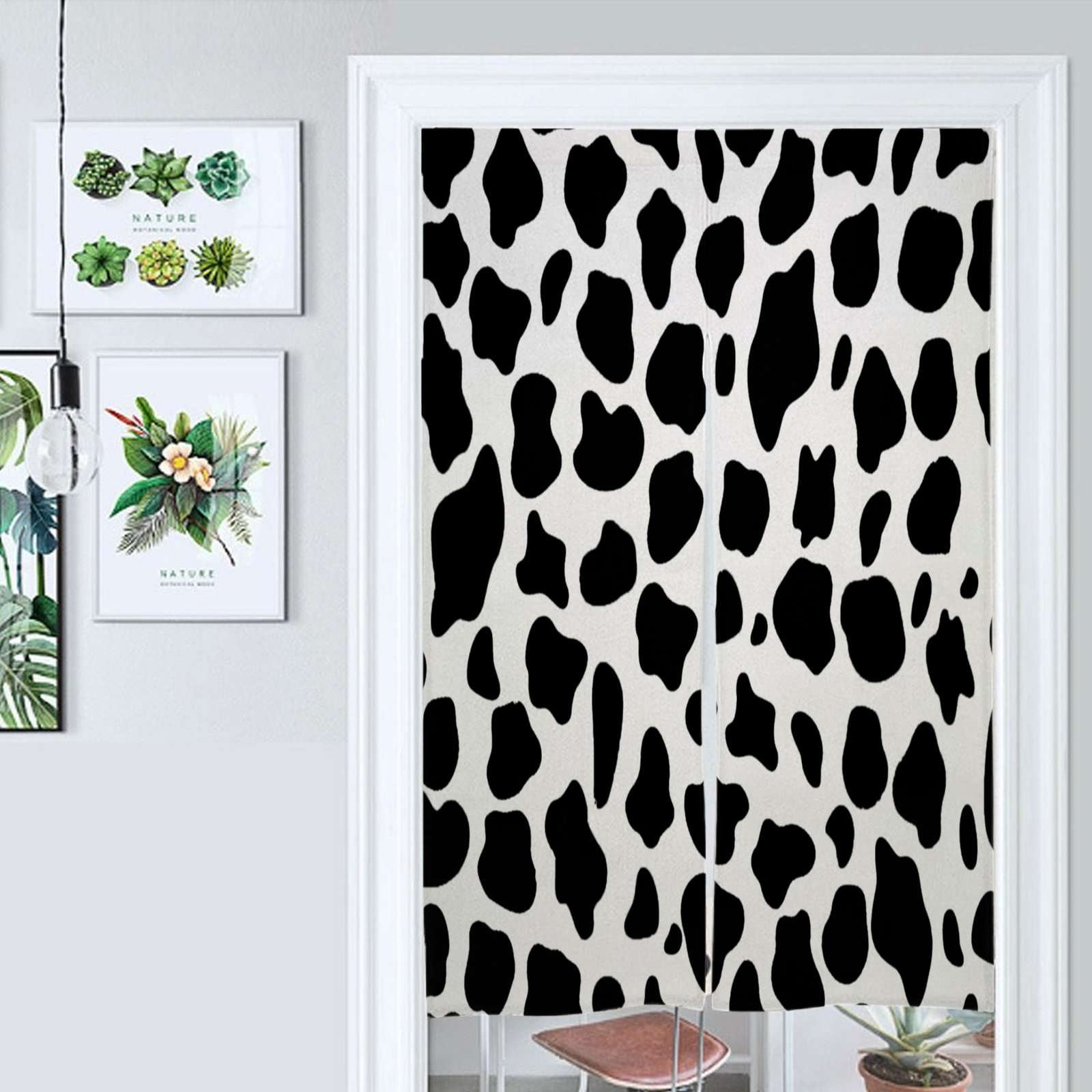 Black And White Cow Print Door Curtain Nordic Living Room DoorCurtain ...
