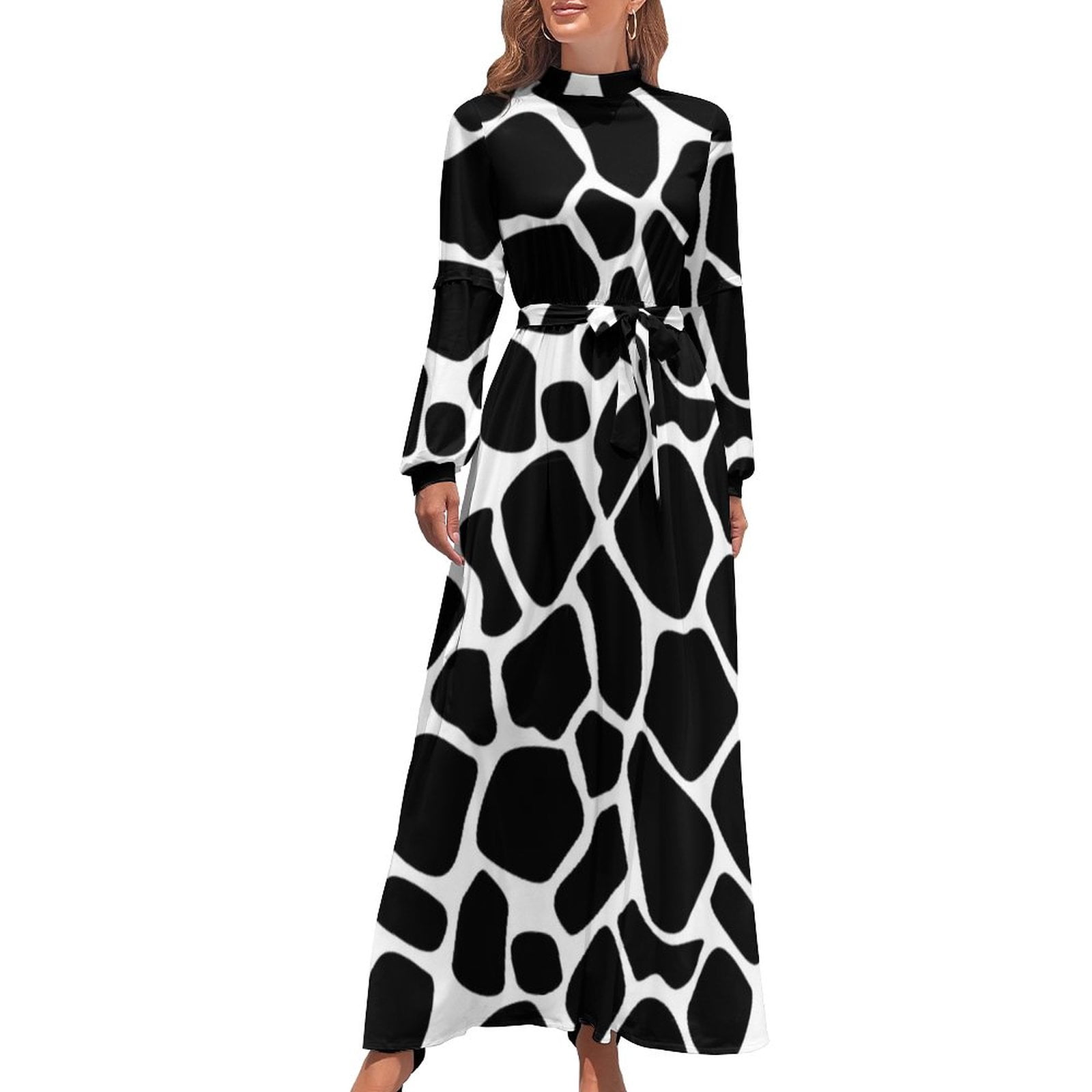 Black And Teal Cow Print Dress