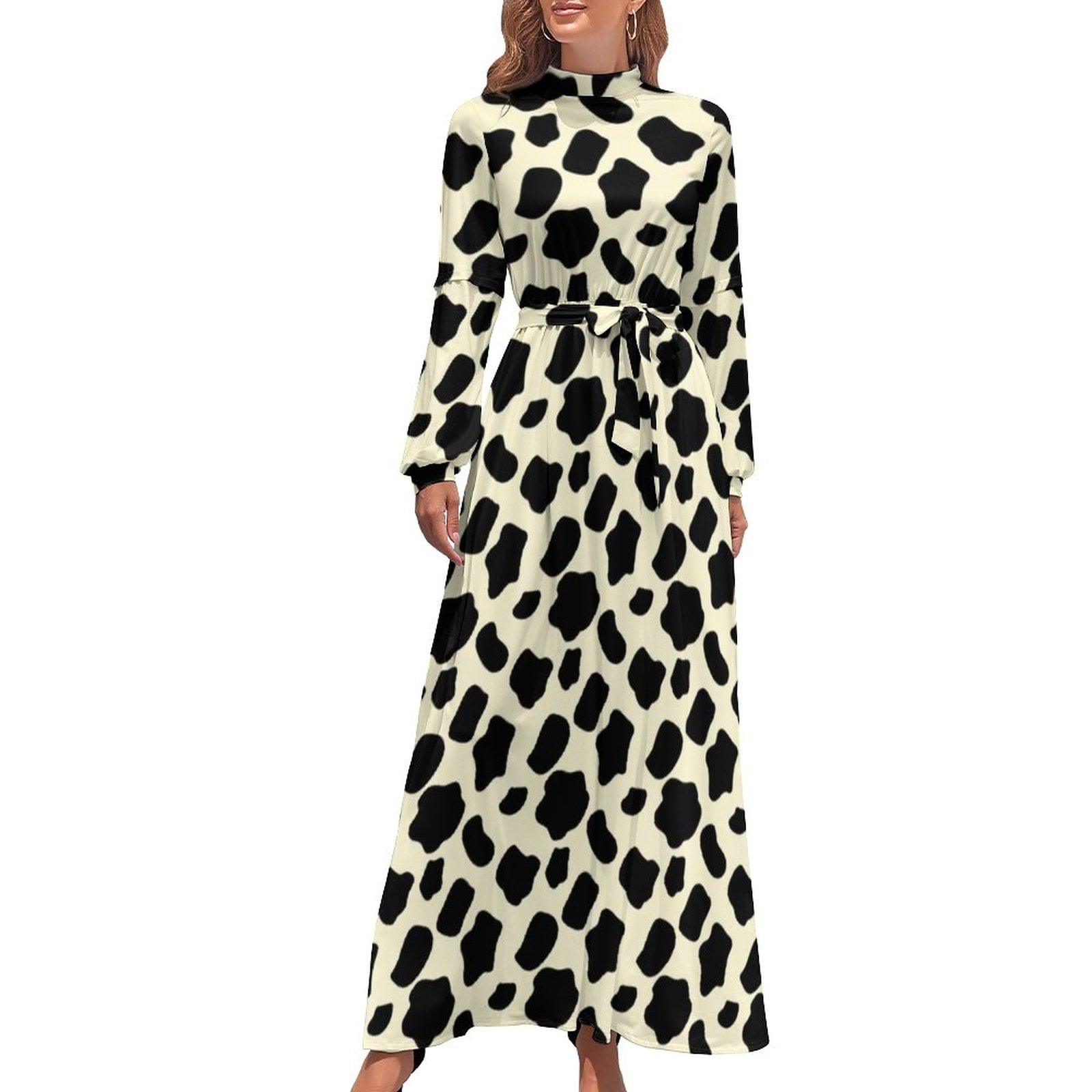 Black And White Cow Print Dress Cow Spots Animal Elegant Maxi Dress ...