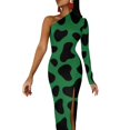 thumbnail image 1 of Black And White Cow Print Maxi Dress Cow Spots Pattern Party Bodycon Dresses Summer High Slit Night Club Dress Female Vestido, 1 of 2