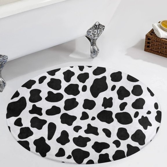 Black And White Cow Print Round Carpet Circle Rug Outdoor Patio Area Rug Washable Large Area Rugs Hallway Room Decor Fitness Mats