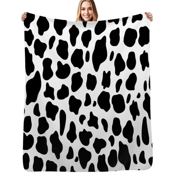 Black And White Cow Print Soft Blanket Travel Bedding Throws Flannel Bedspread Sofa Bed Cover