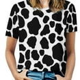 thumbnail image 1 of Black And White Cow Print T Shirt O Neck Cow Pattern Spots Animal Overd T Shirts Casual Tees Women Summer Trendy Tops, 1 of 5