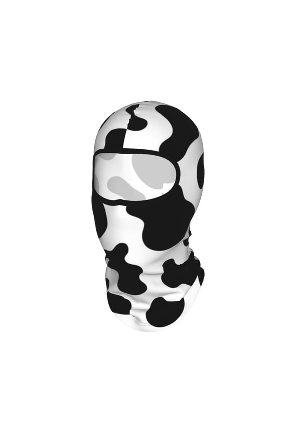 Black And White Cow Skin Print Unisex Balaclava Ski Mask Full Face Cover for Cold Weather & UV Protection, Breathable Cooling Helmet Liner