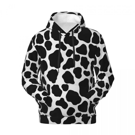 Black And White Cow Streetwear Hoodies Autumn Cow Spots Vintage Pullover Hoodie Men Oversized Outerwear Design Warm Sweatshirts