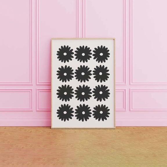 Black And White Daisy Flower Wall Art Daisies Floral Decor, Unframed Paper Poster 8x10in