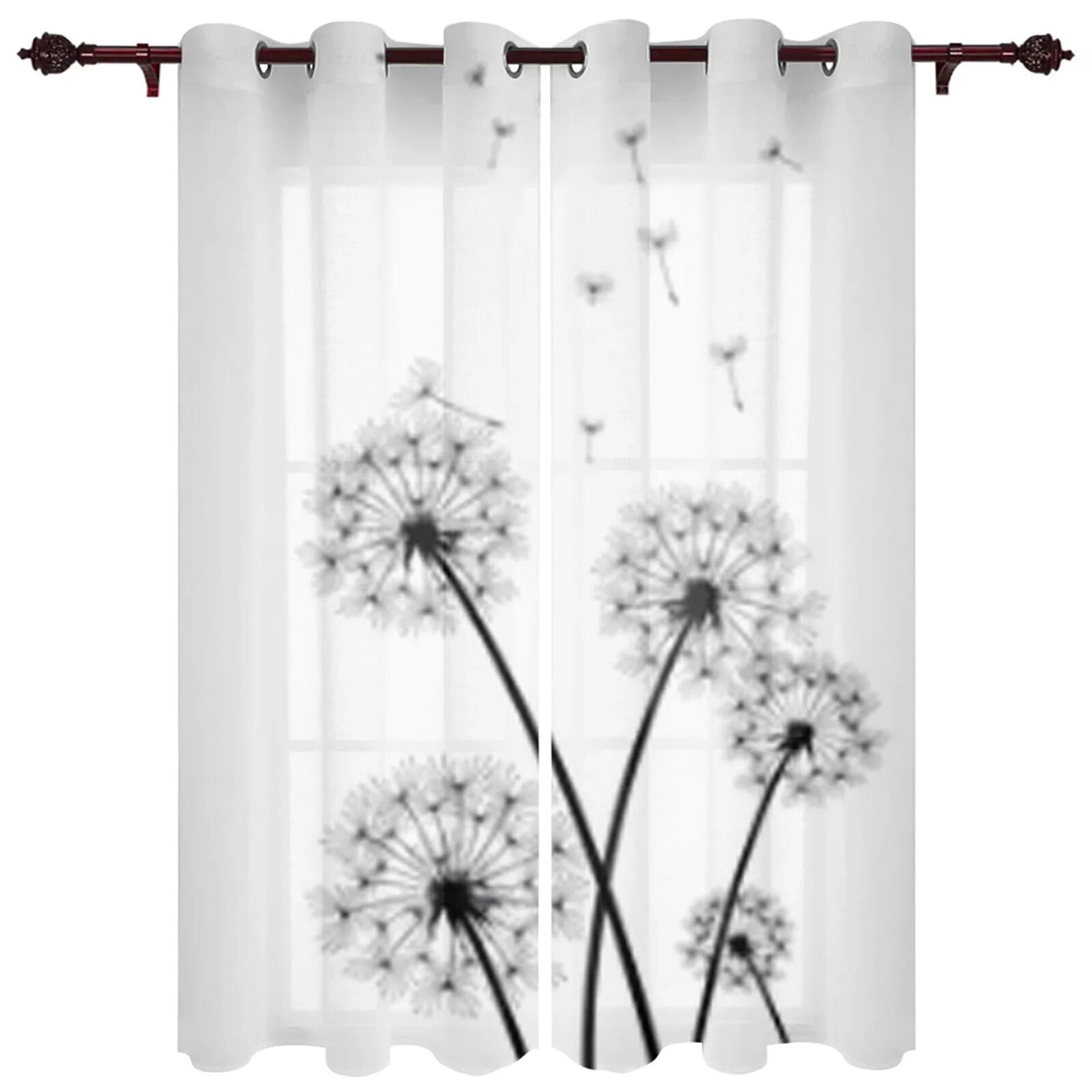 Black And White Dandelions Luxury Curtains Living Room Bedroom Window
