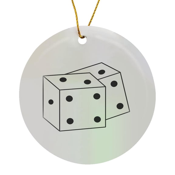 3drose, Black and White Dice, Circle Porcelain Ornament