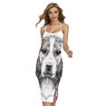 thumbnail image 1 of Black And White Drawing Beagle Printed Cross Back Cami Dress, Dog Pet Lover Fashion Summer Maxi Sexy Casual Dress For Women, 1 of 4