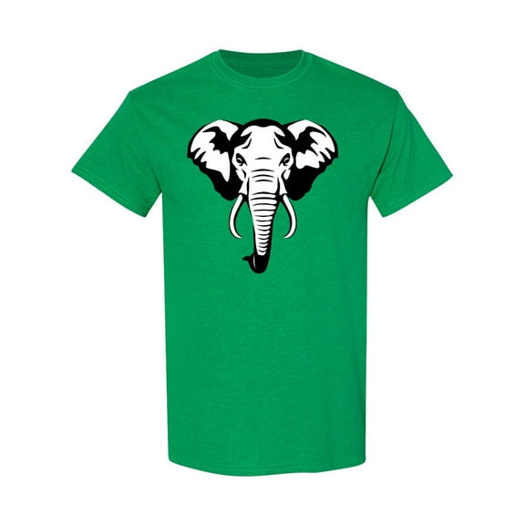 Black And White Elephant Head T-Shirt Men -Image by Shutterstock, Male Medium