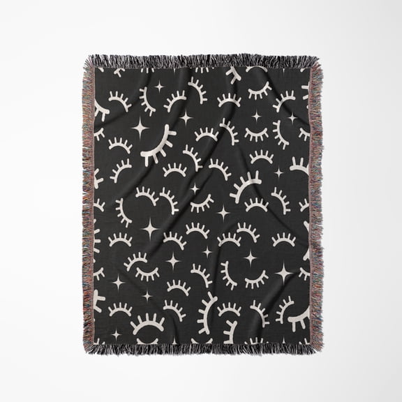 Black And White Eyelash Pattern, Woven Blanket