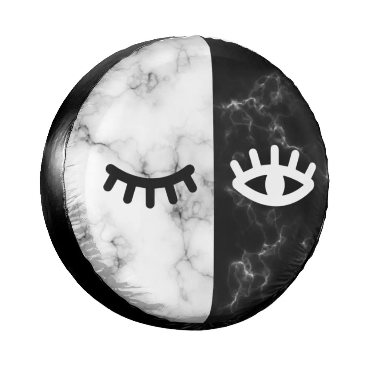 Black And White Eyes And Marble Art Spare Wheel Tire Cover Case for