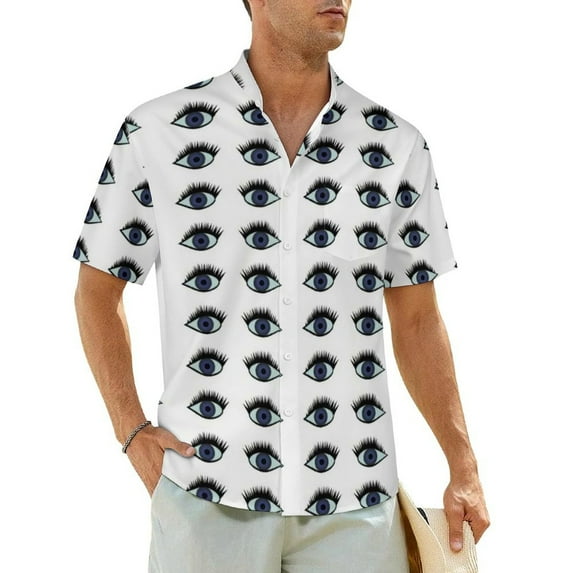 Black And White Eyes Optical Illusion Beach Shirt Men Spiral Modern Abstract Elegant Casua