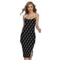 thumbnail image 1 of Black And White Fishing Hooks Printed Cross Back Cami Dress, Fish Fishing Fashion Summer Maxi Sexy Casual Dress For Women, 1 of 4