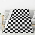 Black And White Fleece Throw Blanket, 320GSM Bed Blanket for Women Men