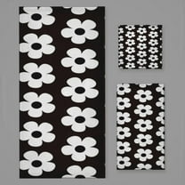 Black And White Floral Design Bath Towel Sets For Bathroom Hand Towels Fingertip Towels 3 Piece Soft Absorbent For Bathroom Kitchen Hotel Beach