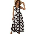 thumbnail image 1 of Black And White Floral Design Dress Summer Street Style Bohemia Long Dresses Female Sleeveless Printed Maxi Dress, 1 of 9
