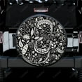 Black And White Floral Pattern Polyester Universal Spare Wheel Tire