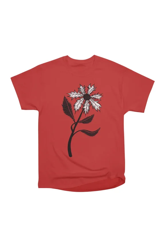 Black And White Flower In Ink T-Shirt Tee Gift For Him Merch For Her Apparel For Friend