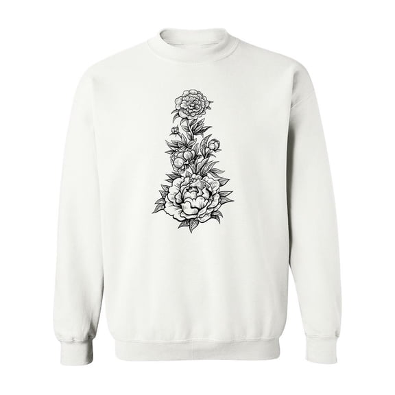Black And White Flowers Tattoo. Sweatshirt Men -Image by Shutterstock, Male 3X-Large