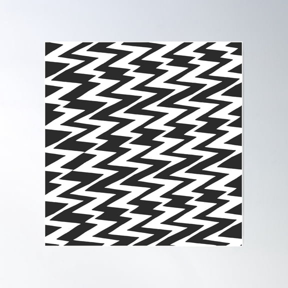 Black And White Funky Zigzag Chevron Poster Wall Art, Modern Wall Decor For Living Room Bedroom, 24x24 UNFRAMED