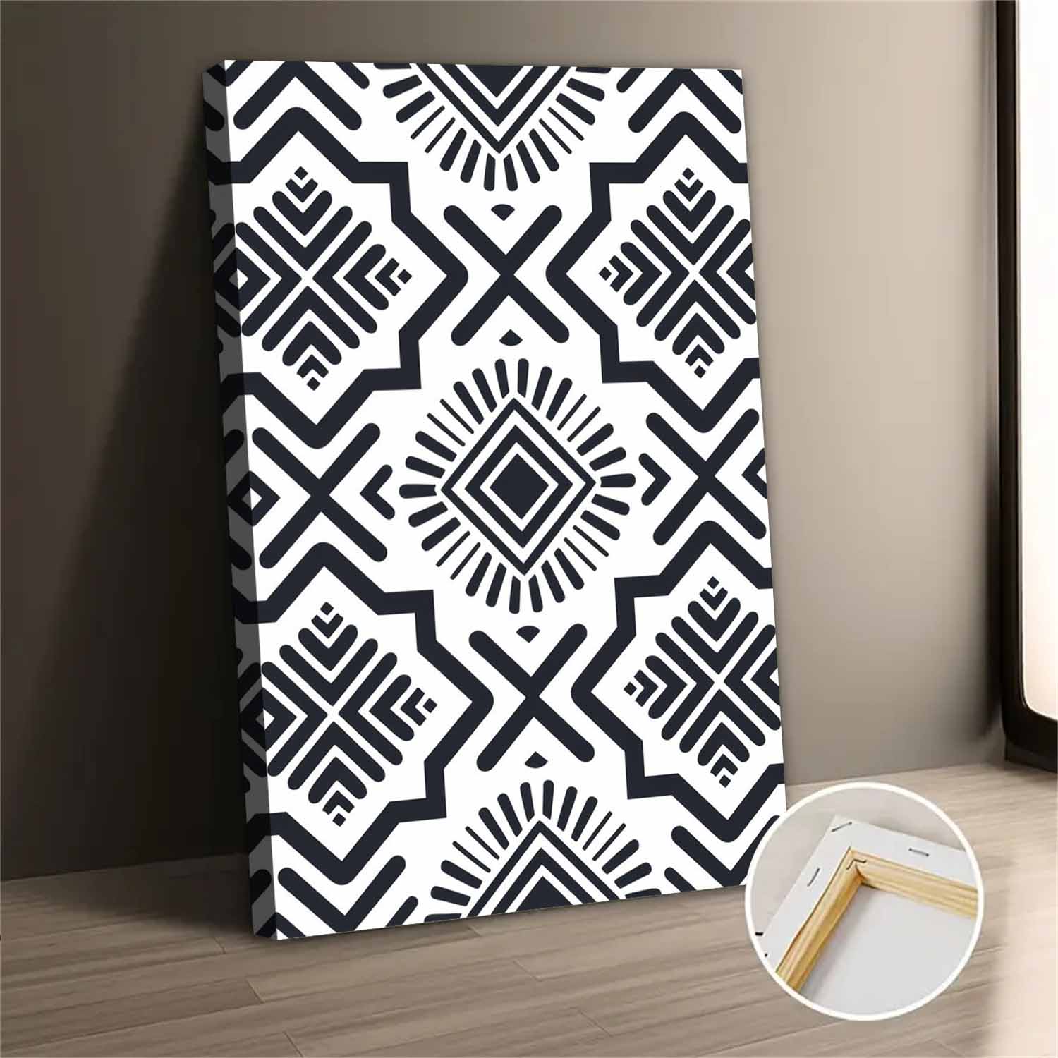Black And White Geometric Canvas Wall Art Print For Bedroom - Walmart.com