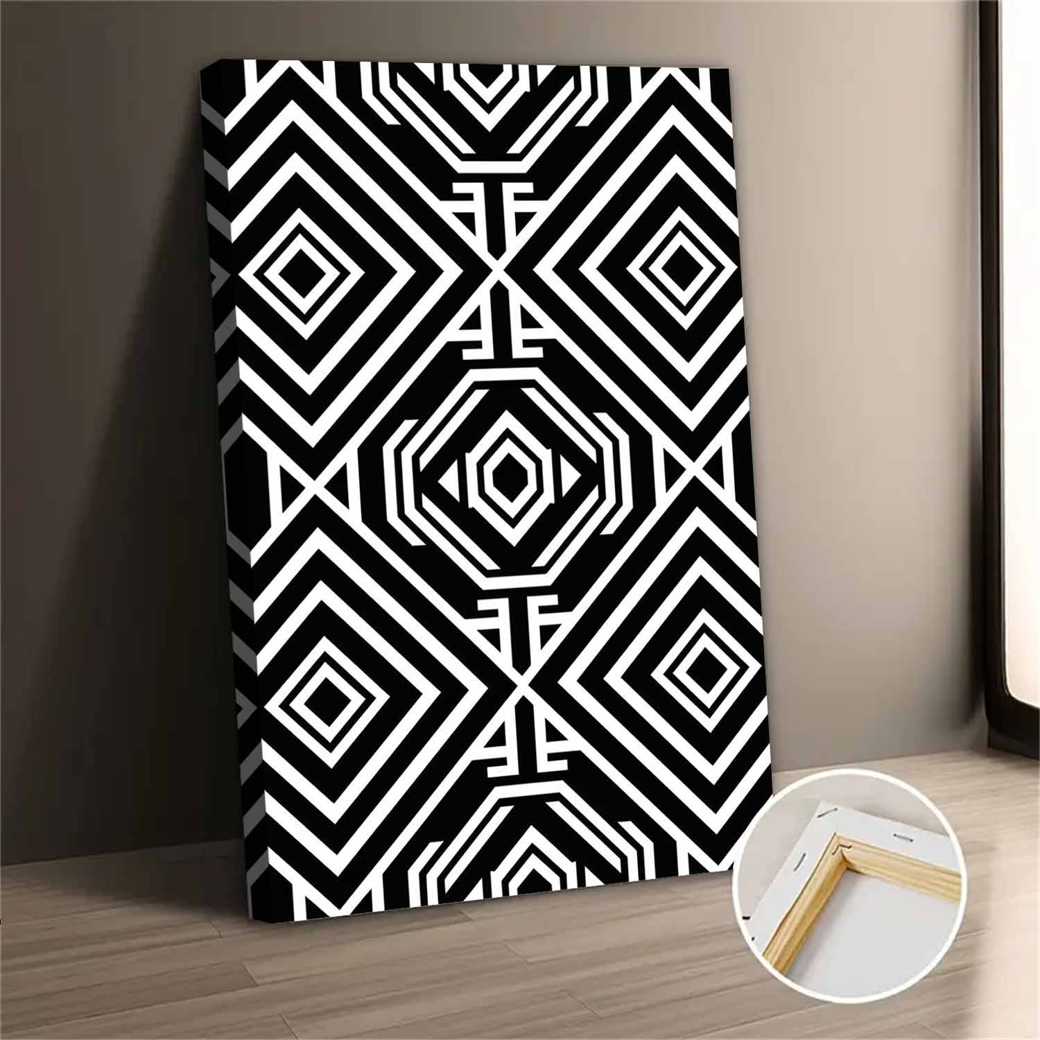 Black And White Geometric Canvas Wall Art Print For Bedroom - Walmart.com