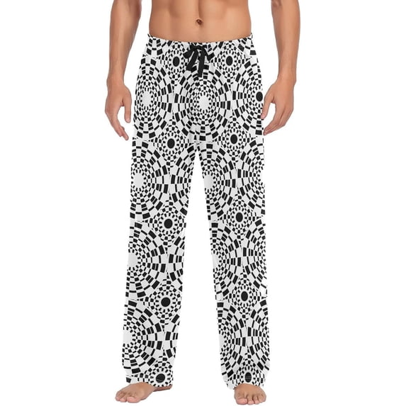 Black And White Geometric Mens Pajama Pants Sleepwear Lounge Men's Pajama Bottoms Gift for Family Friends