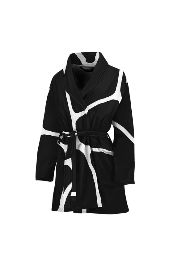 Black And White Giraffe Pattern Women Bathrobe One Size Univeral Fits Fashion Lightweight Plush Fleece Long Robe For Women
