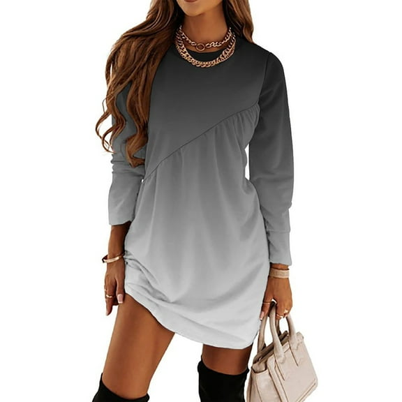 Black And White Gradient Loose Dress Evening Dress Summer Dresses for Women Luxury Dress Long Sleeved Dress