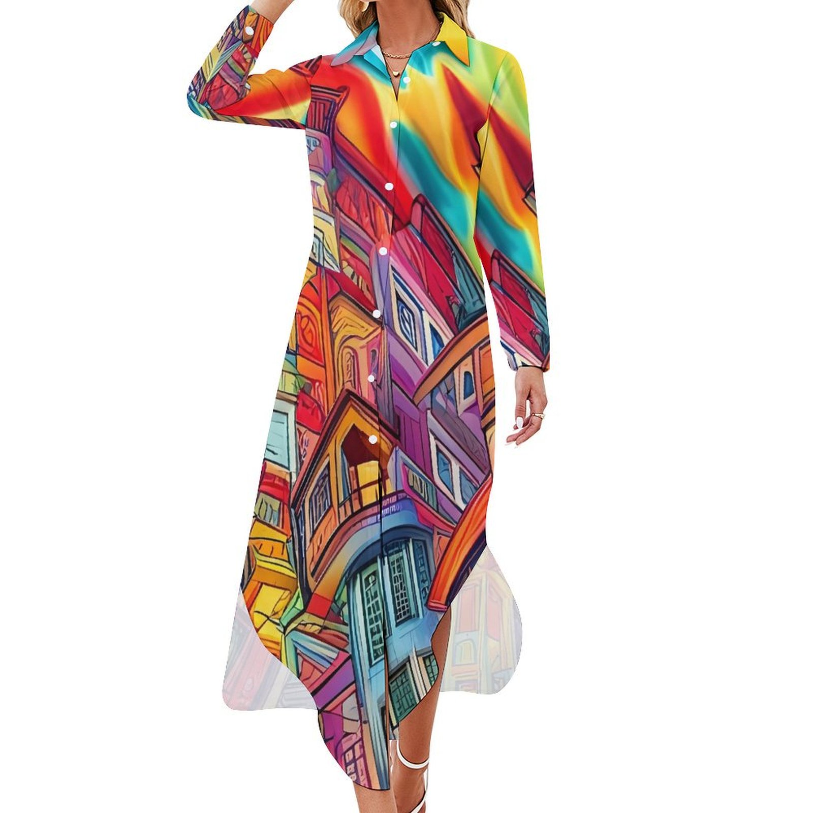 Abstract Lip Graffiti Print Dress main image 1