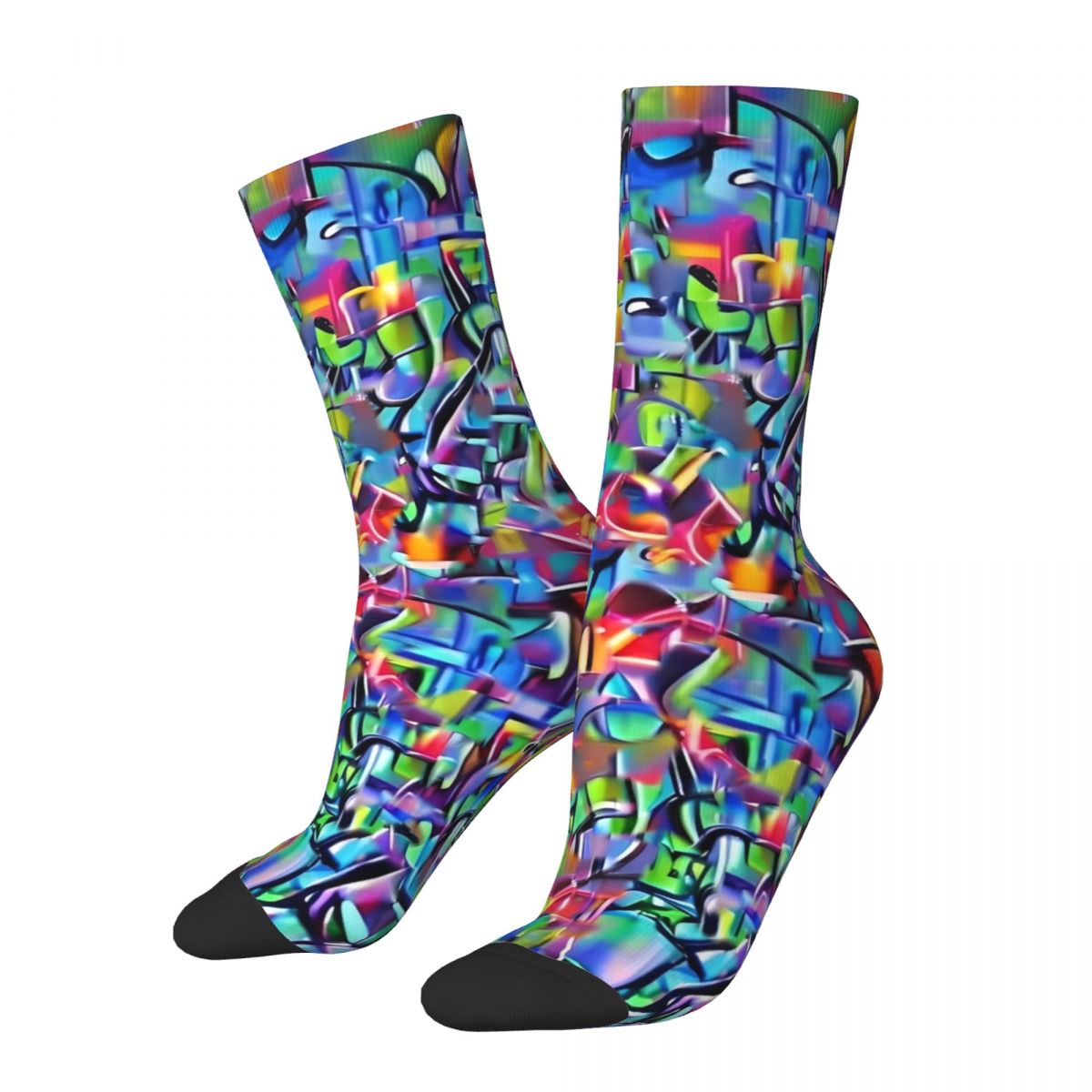 Socks Abstract Black And White Graffiti Socks Abstract Art Retro Stockings Winter Anti ...