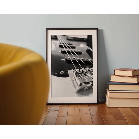 Black And White Guitar Poster Vintage Guitar Poster Retro Guitar Photo ...