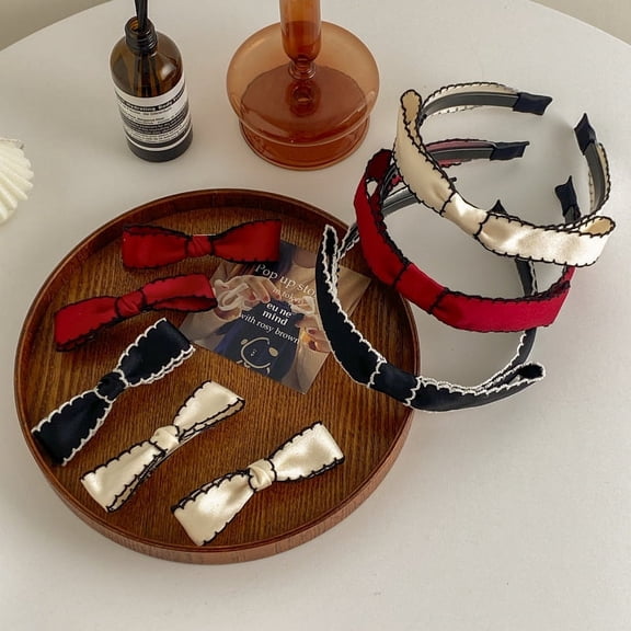 Black And White Hair Card Fabric Pressed Hair Bow