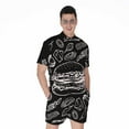thumbnail image 1 of Black And White Hamburger Short Sleeve Men'S Rompers Casual Summer Jumpsuits Outfit, 1 of 4