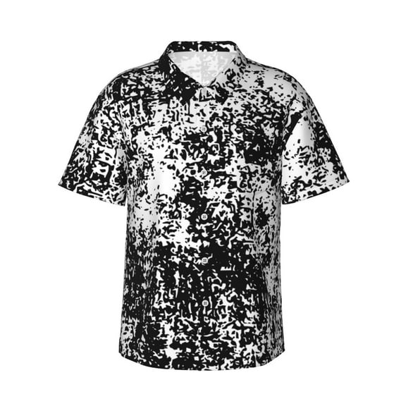 Black And White Hawaiian Shirts For Men, Summer Short-Sleeve Relaxed-Fit Button-Down Shirts Small