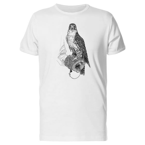 Black And White Hawk Standing  T-Shirt Men -Image by Shutterstock, Male 4X-Large
